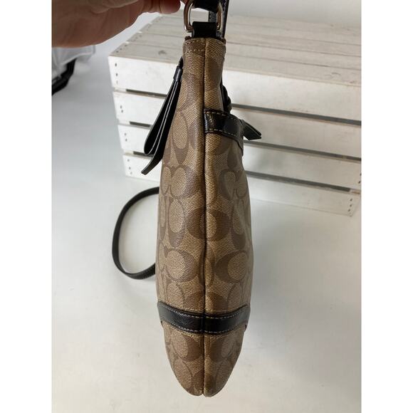 COACH F18926 MEDIUM TAN, BROWN SIGNATURE CROSSBODY BAG - Picture 9 of 16